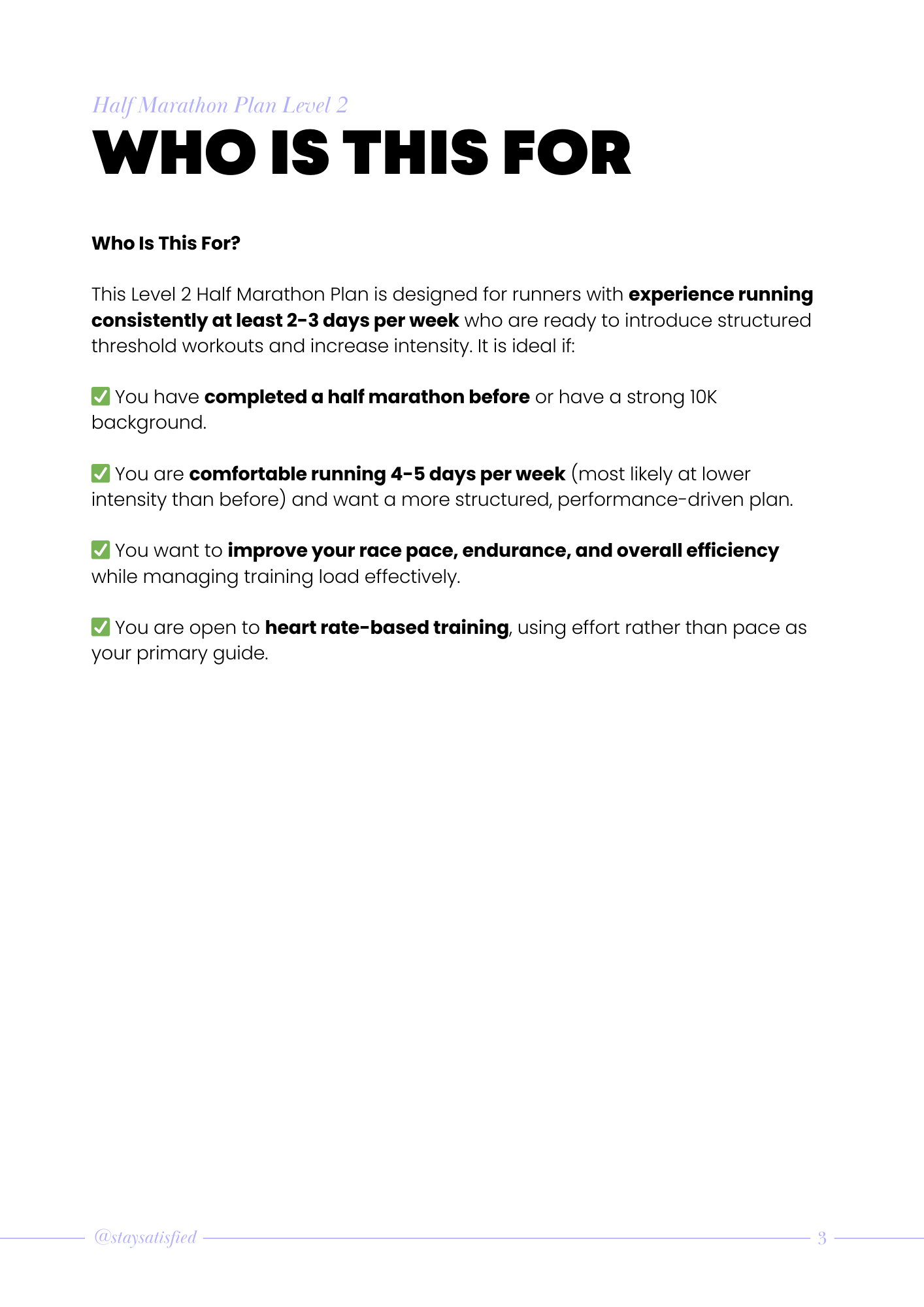 HALF MARATHON TRAINING PLAN LEVEL 2