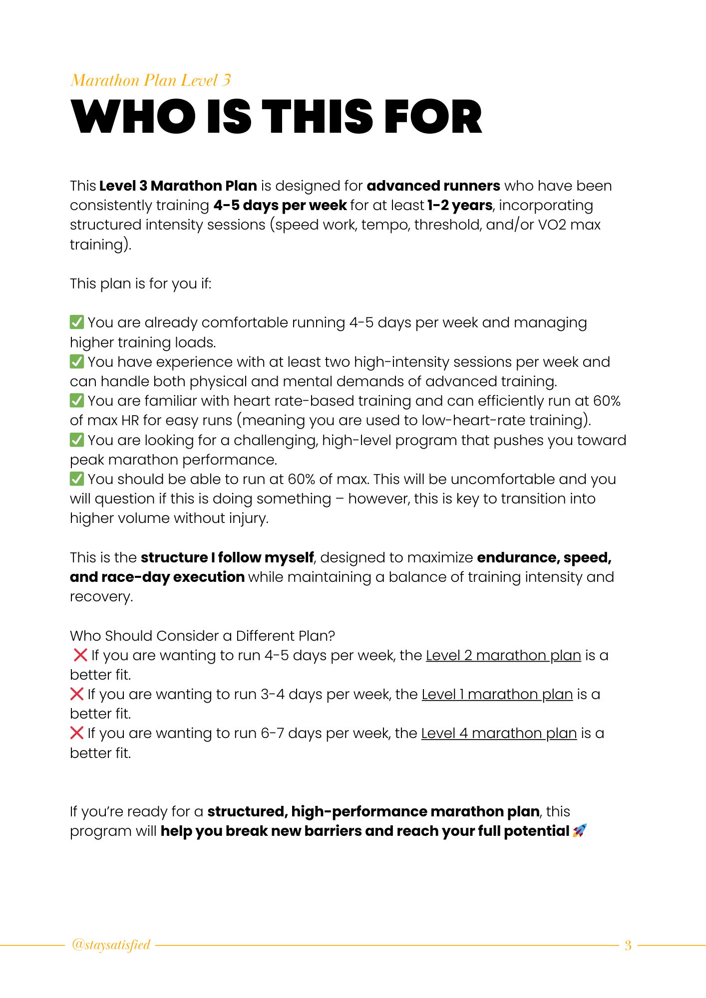 MARATHON TRAINING PLAN LEVEL 3