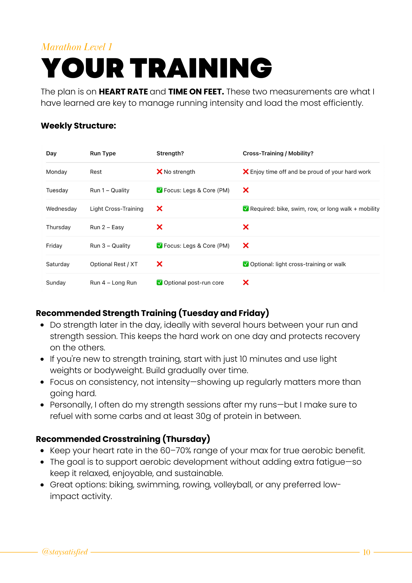 MARATHON TRAINING PLAN LEVEL 1