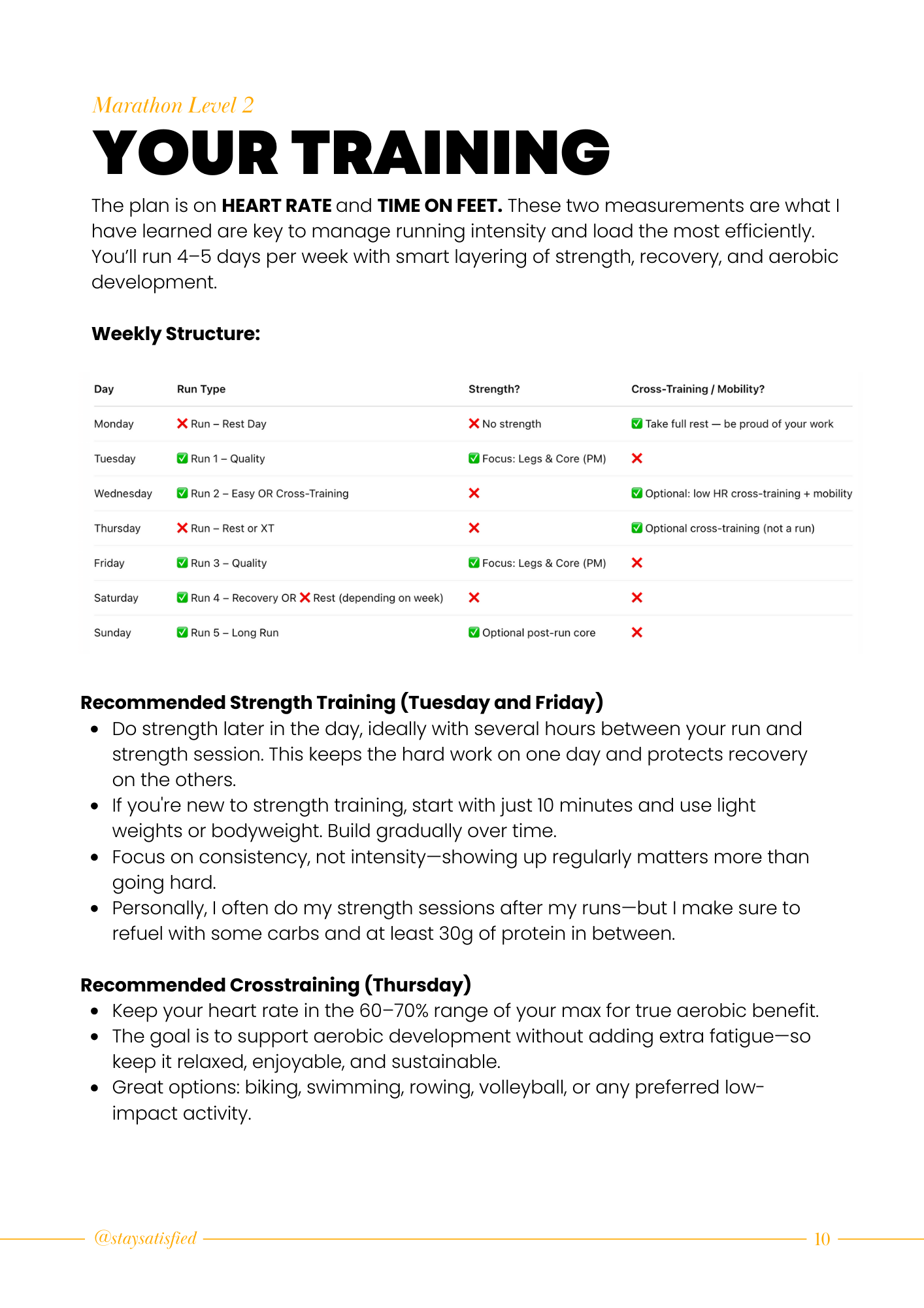 MARATHON TRAINING PLAN LEVEL 2
