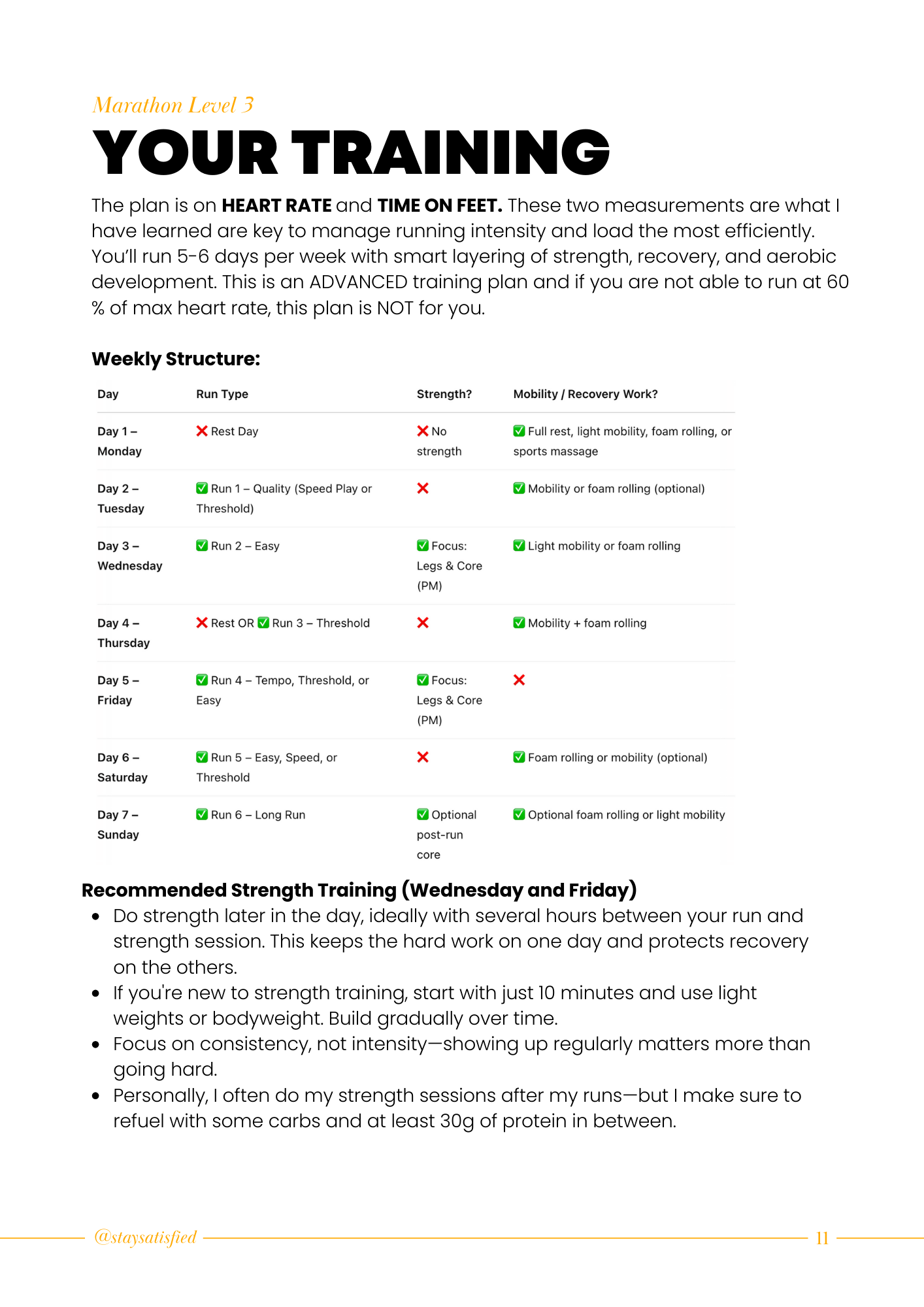 MARATHON TRAINING PLAN LEVEL 3