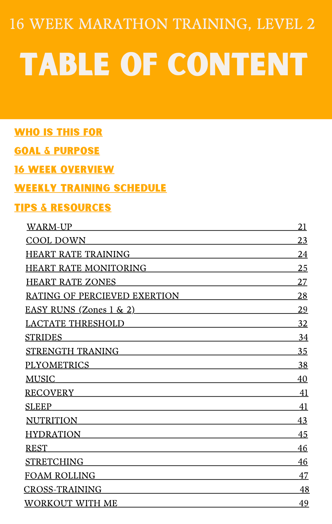 LEVEL 3 Marathon Training Plan